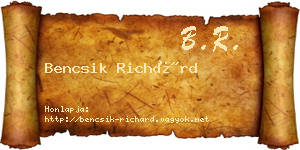 Bencsik Richárd névjegykártya